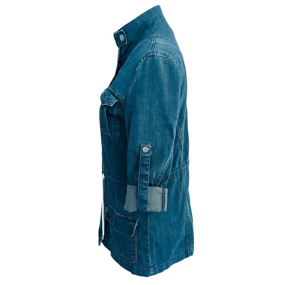 I❤️Ronson chambray tab sleeve drawstring waist zip/snap front jacket size XS - Picture 4 of 9